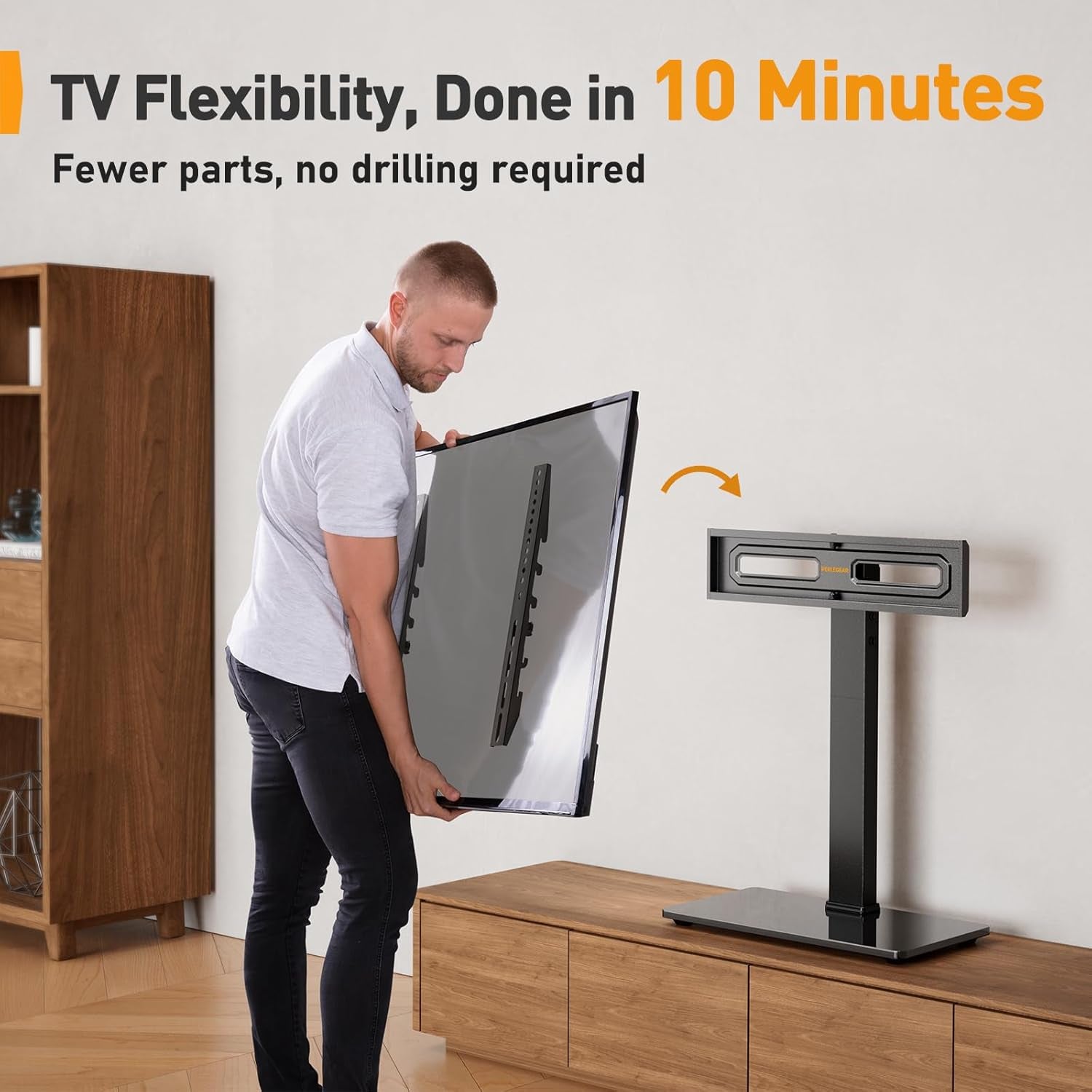 Universal Swivel TV Stand Base for 32–70 Inch Tvs, Height Adjustable Table Top TV Stand Mount with Tilt, Tempered Glass Base, Holds up to 88 Lbs, Max VESA 400X400Mm, PGTVS26