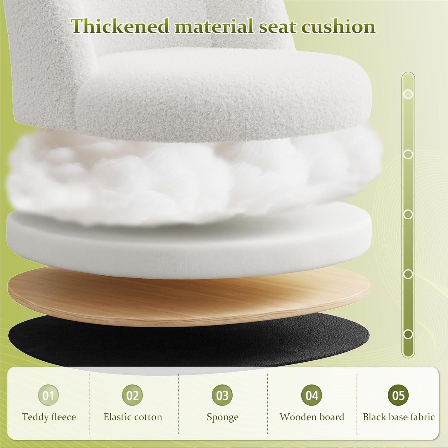 White Vanity Chair with Back, Cute Desk Chair with Wheels, Armless Office Chair Height Adjustable, Soft Lumbar Support for Small Space, Bedroom