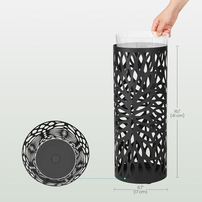 Umbrella Stand, Umbrella Holder for Entryway, Steel round Umbrella Rack Freestanding, for Canes Walking Sticks, with a Detachable Drip Tray, 2 Long and 2 Short Hooks, Matte Black ULUC022B01