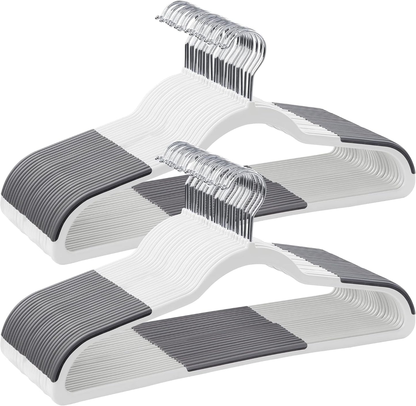 Clothes Hangers, Pack of 50 Plastic Coat Hangers, Space-Saving, Light Gray and Dark Gray UCRF50G