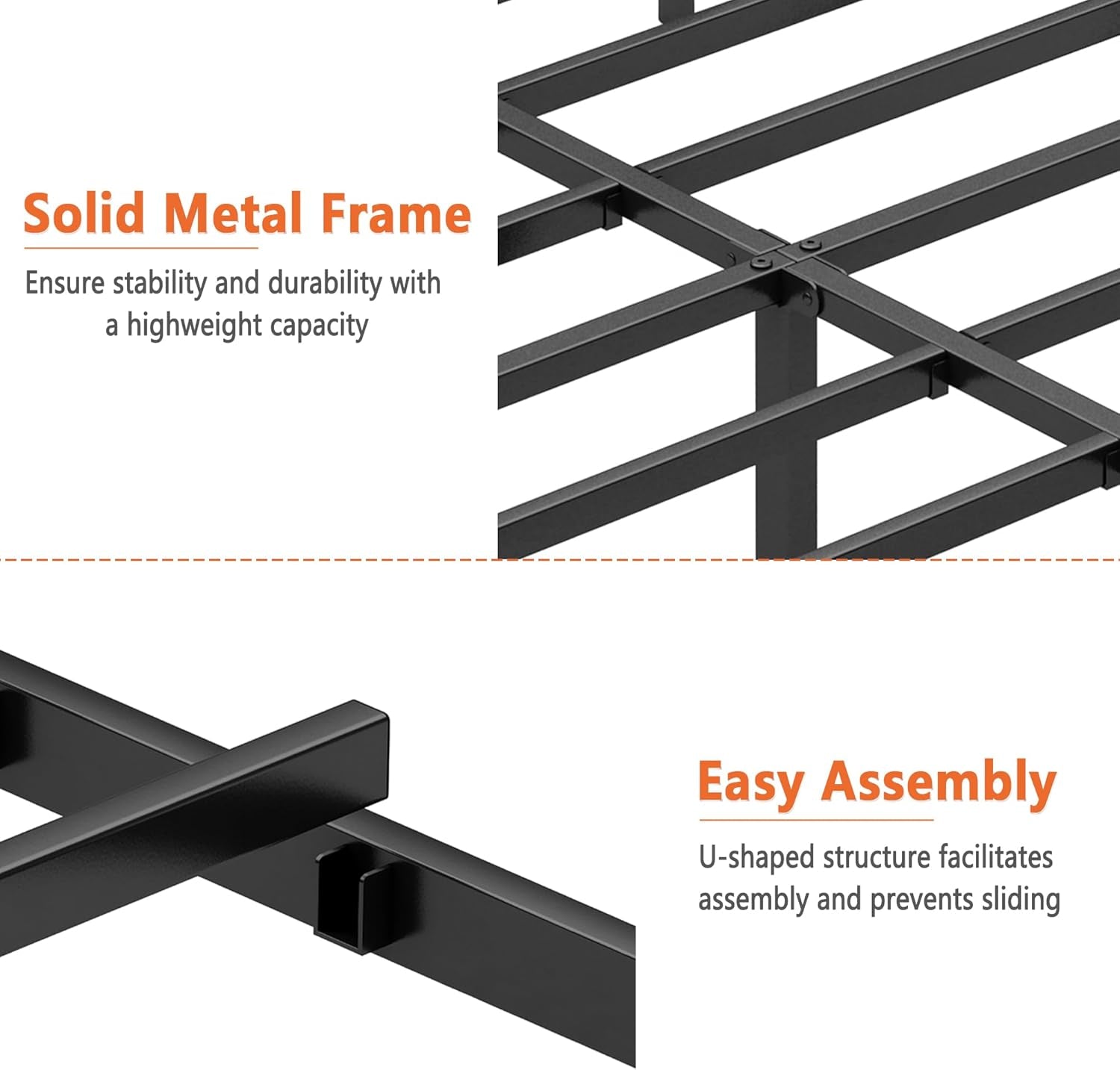 Queen Bed Frame-Classic Metal Platform Bed Frame,Mattress Foundation with Steel Slat Support,Under Foundation Storage,No Box Spring Needed, Easy Assembly, Queen Size