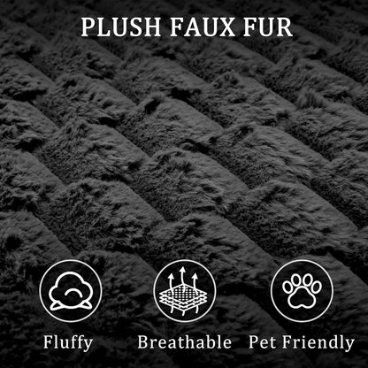 Faux Fur Chaise Lounge Indoor with Adjustable Backrest, 59 Inches Single Sleeper Sofa Chair with 3 Lumbar Pillows, Upholstered Oversized Lounge Chair for Living Room, Bedroom, Office