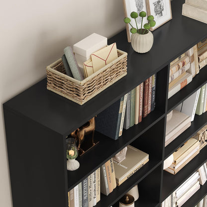 83.6" Tall Bookshelf and Bookcase, 7-Tier Extra Large Bookshelf with Double Storage, 14 Open Display Shelves for Home Office, Study and Living Room, Black