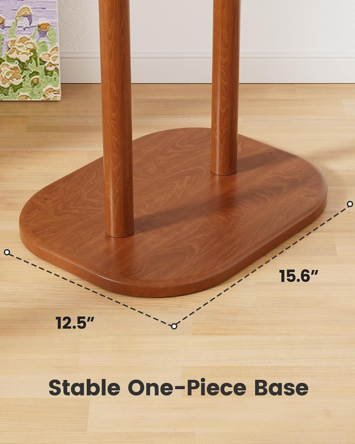 Coat Rack, Freestanding Hall Tree with 8 Hooks & Storage Shelf, Solid Wood Base, 66.3″ Tall Coat Rack Stand for Coats, Hats, Bag in Entryway, Bedroom, Living Room, Brown, PIFCR11BN