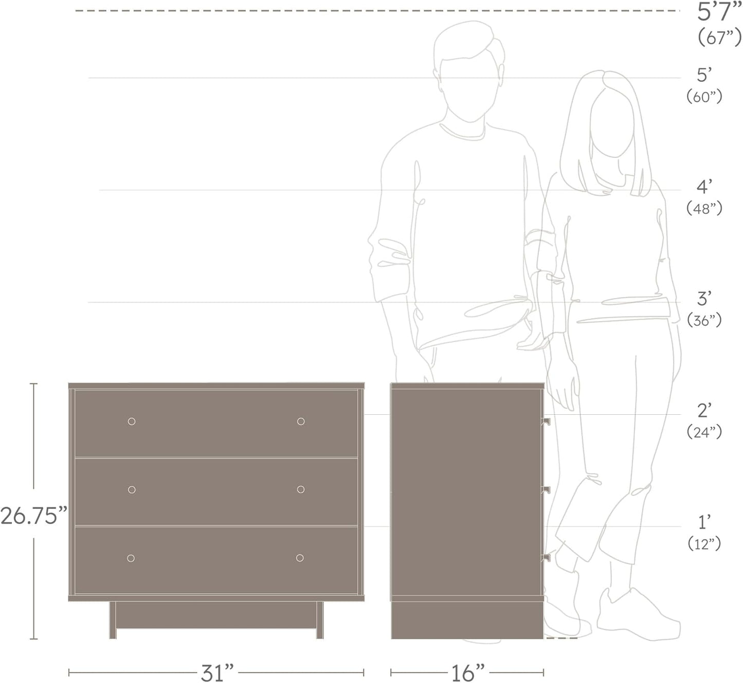 Finnley 3-Drawer Nightstand in Natural Oak, Extra-Wide Bedside Table with Storage, Modern End Table for Home, Bedroom, 16" D X 31" W X 26.75" H
