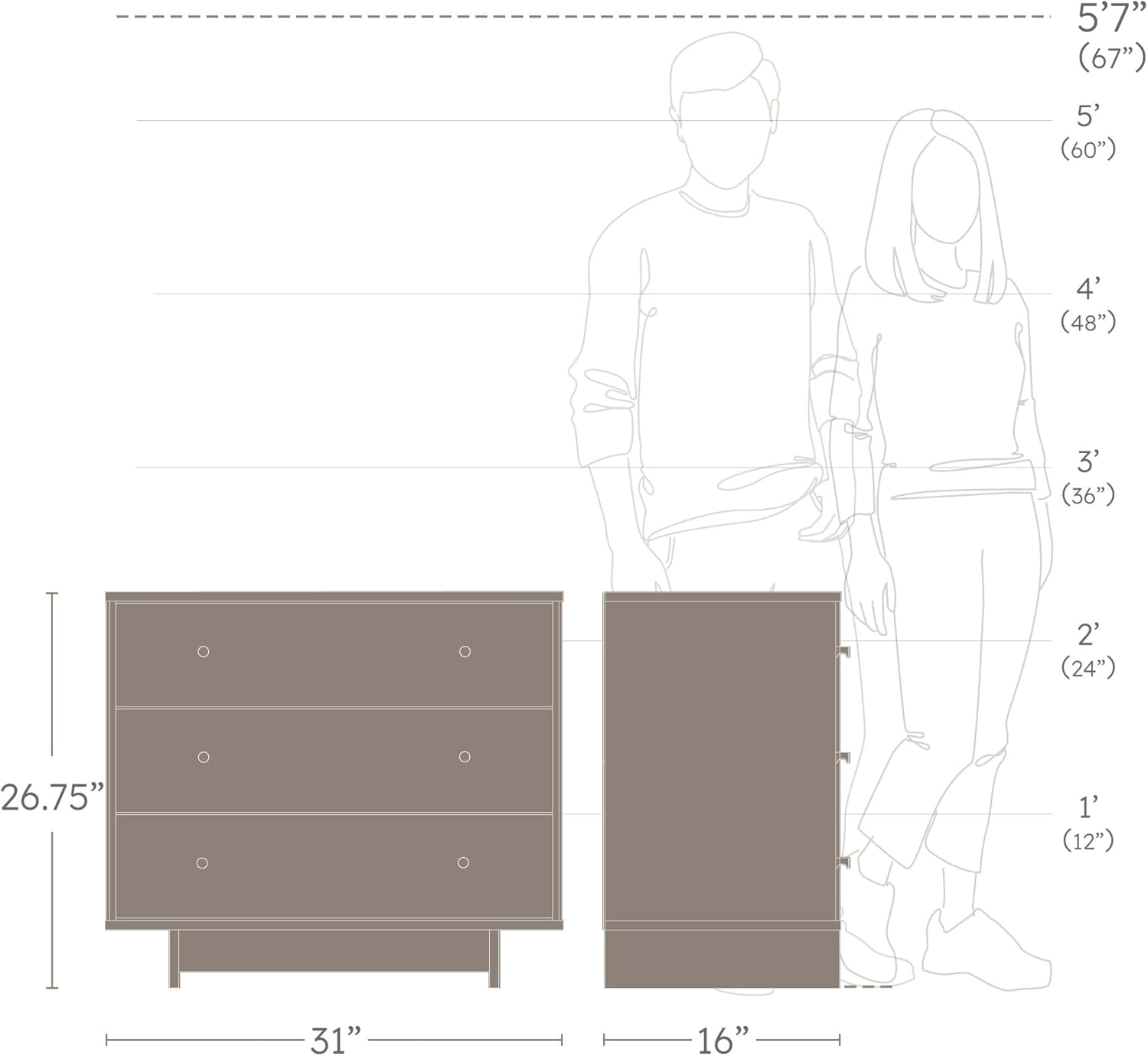 Finnley 3-Drawer Nightstand in Natural Oak, Extra-Wide Bedside Table with Storage, Modern End Table for Home, Bedroom, 16" D X 31" W X 26.75" H