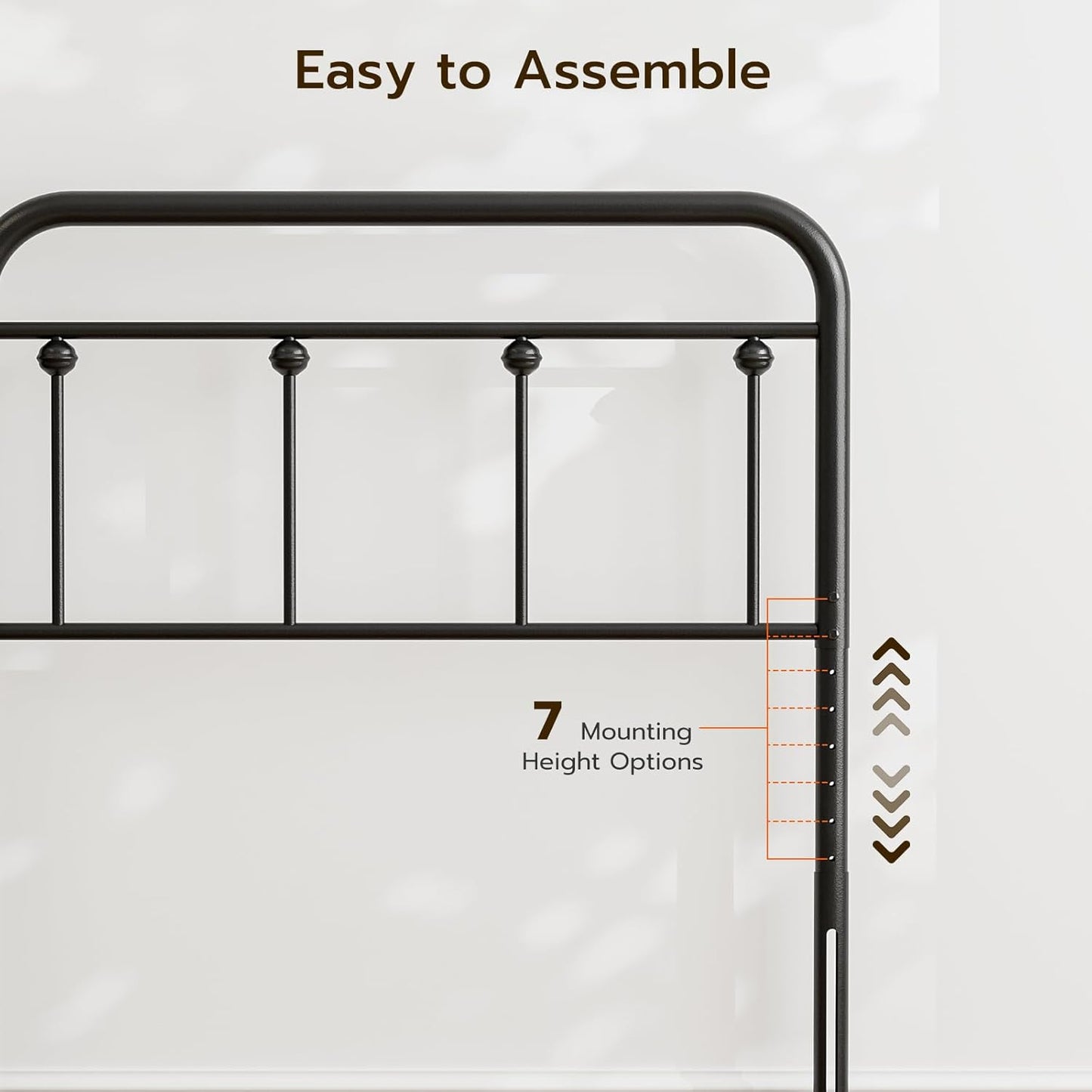 Twin Size Metal Headboard Only,Adjustable Height, Farmhouse Victorian Style,Black
