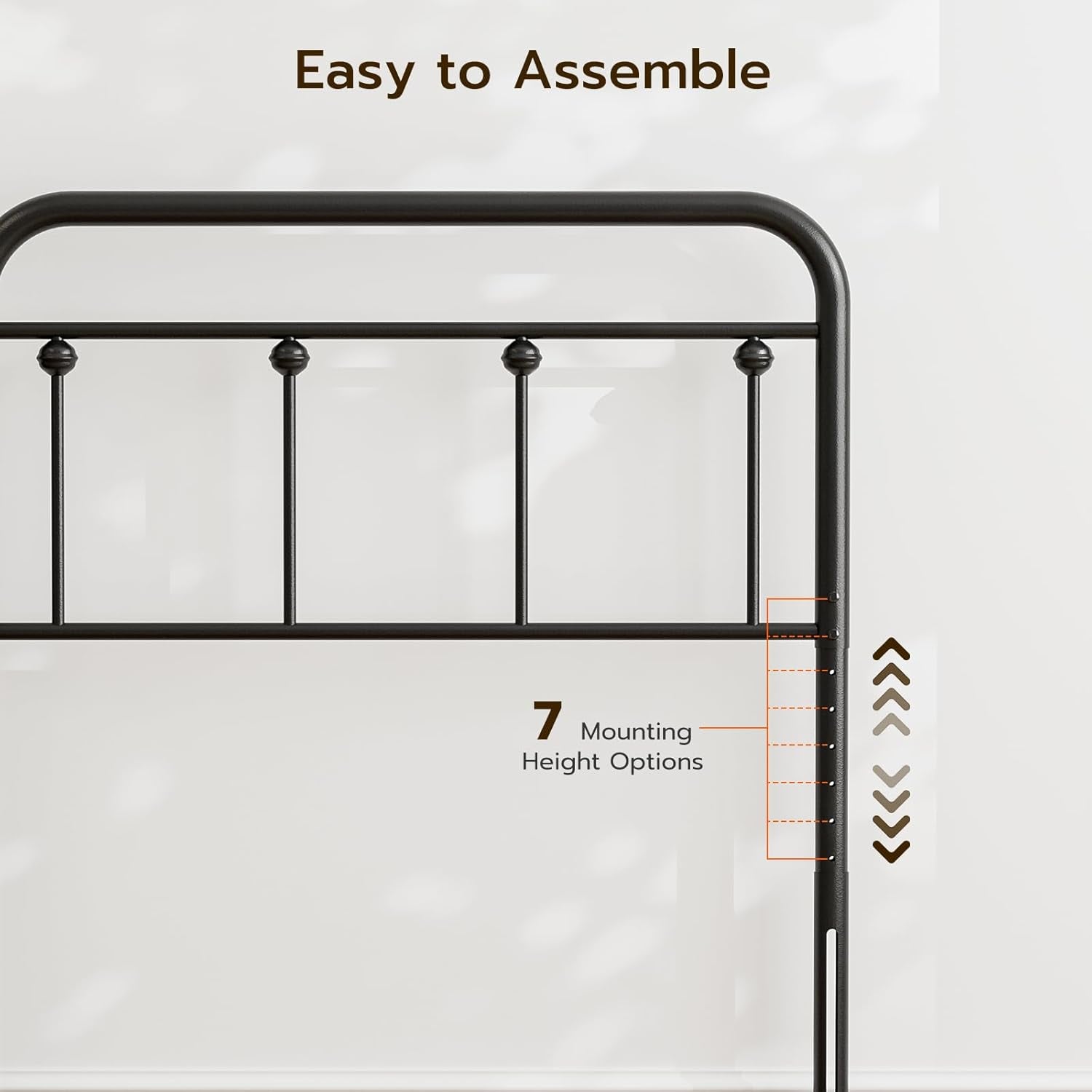 Twin Size Metal Headboard Only,Adjustable Height, Farmhouse Victorian Style,Black