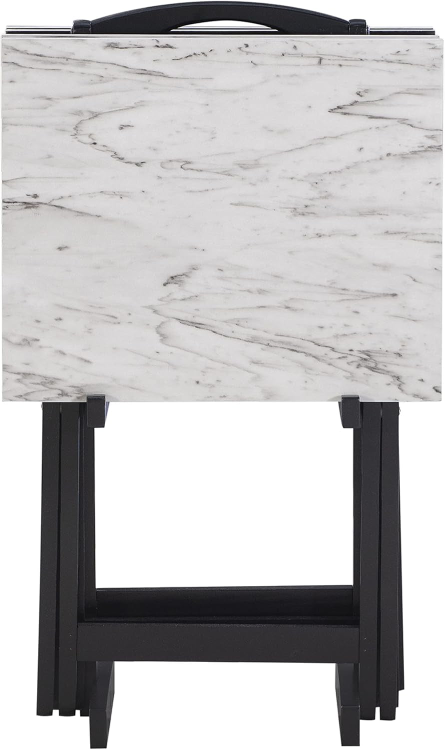 Tray Table Set, 15.75"D X 18.9"W X 26.38"H, White