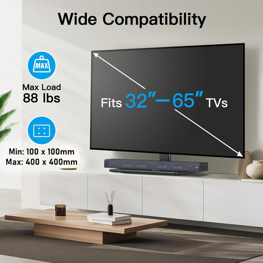 Universal TV Stand Table Top TV Base for 32 to 65 Inch LCD LED OLED 4K Flat Screen Tvs-Height Adjustable TV Mount Stand with Tempered Glass Base,Vesa 400X400Mm,Holds up to 88Lbs,Pstvs15