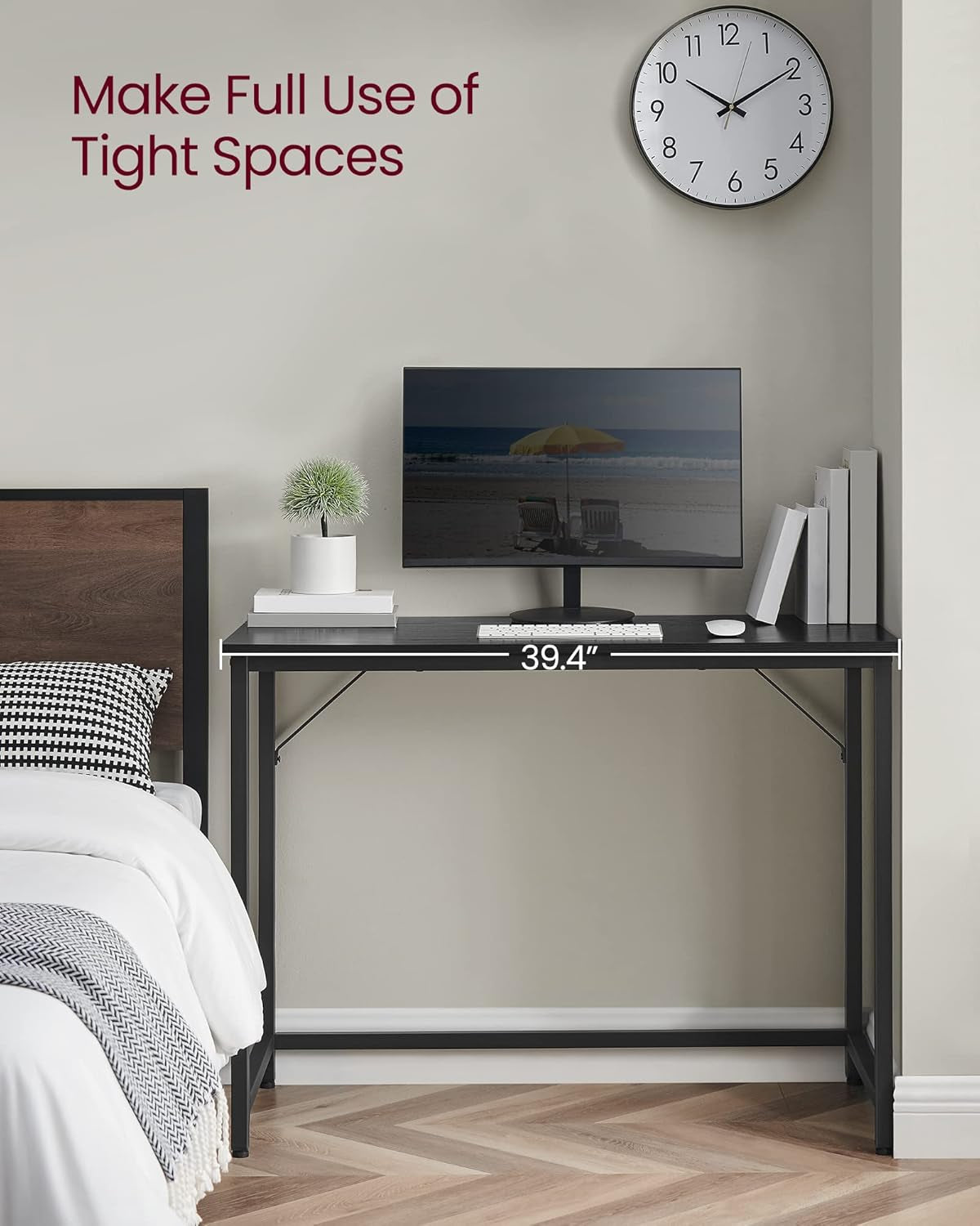 Computer Desk, Gaming Desk, Home Office Desk, for Small Spaces, 19.7 X 31.5 X 29.5 Inches, Industrial Style, Metal Frame, Rustic Brown and Black ULWD038B01