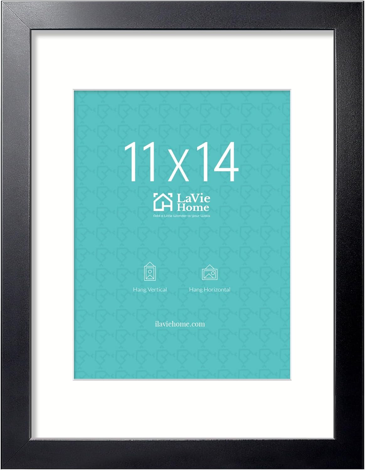 11X14 Picture Frame, 11 X 14 Frame Display Pictures 8X10 with Mat or 11X14 without Mat, Stable and Sturdy Black Frame and Polished Plexiglass, Horizontal and Vertical Format of the Walls