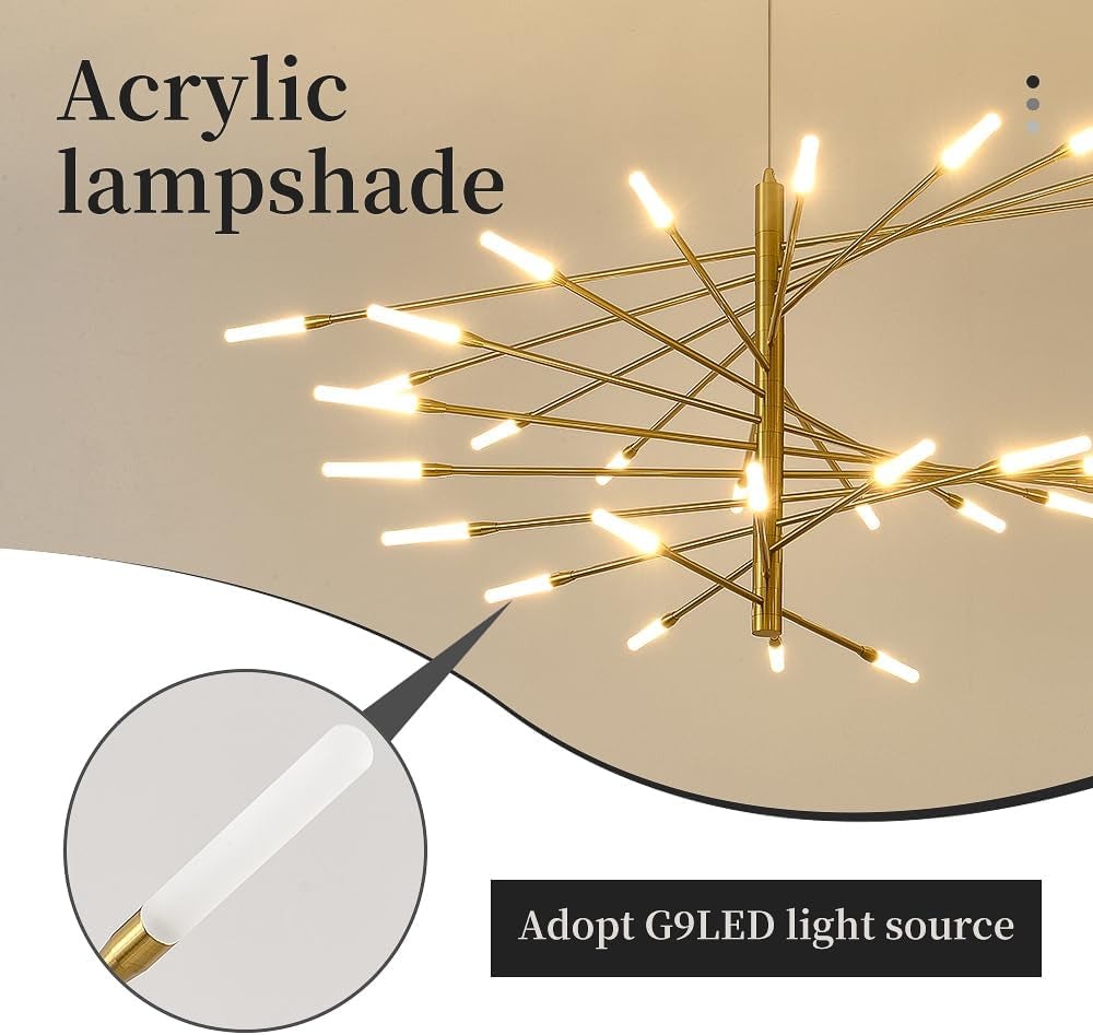 Fireworks LED Chandelier Nordic Modern Art Living Room Chandelier Remote Control Dimmable Color Villa Bedroom Dining Room