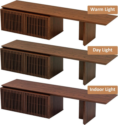 Extendable TV Stand with Storage and Shelves, Wood Entertainment Center for 55+ Inch TV, Modern TV Console, Minimalist Media Console for Living Room, Bedroom-Walnut (Extendable: 78.7"-110")