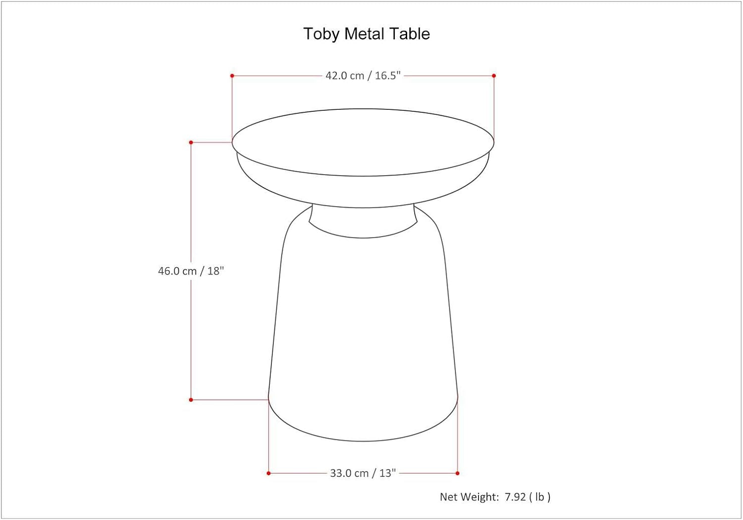 Toby Metal Table - 17 Inch Wide Solid Iron Drum Accent Table in Gold, Industrial Side or End Table for Living Room, Bedroom or Entryway with Sculptural Design, Assembled