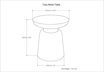 Toby Metal Table - 17 Inch Wide Solid Iron Drum Accent Table in Gold, Industrial Side or End Table for Living Room, Bedroom or Entryway with Sculptural Design, Assembled