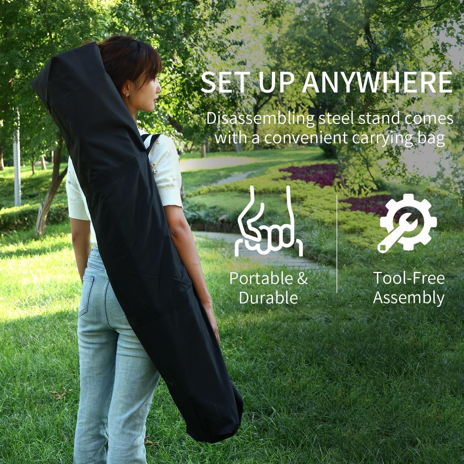 2 in 1 Hammock with Stand - Portable Hammock & Swing Chair, No Tools Assembly, with Carry Bag, Indoor Outdoor for Patio, Garden, Camping, Apartment (Black)
