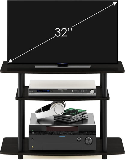 Turn-N-Tube No Tools 3-Tier Entertainment Center TV Stand for TV up to 32 Inch, Plastic round Tubes, Espresso/Black