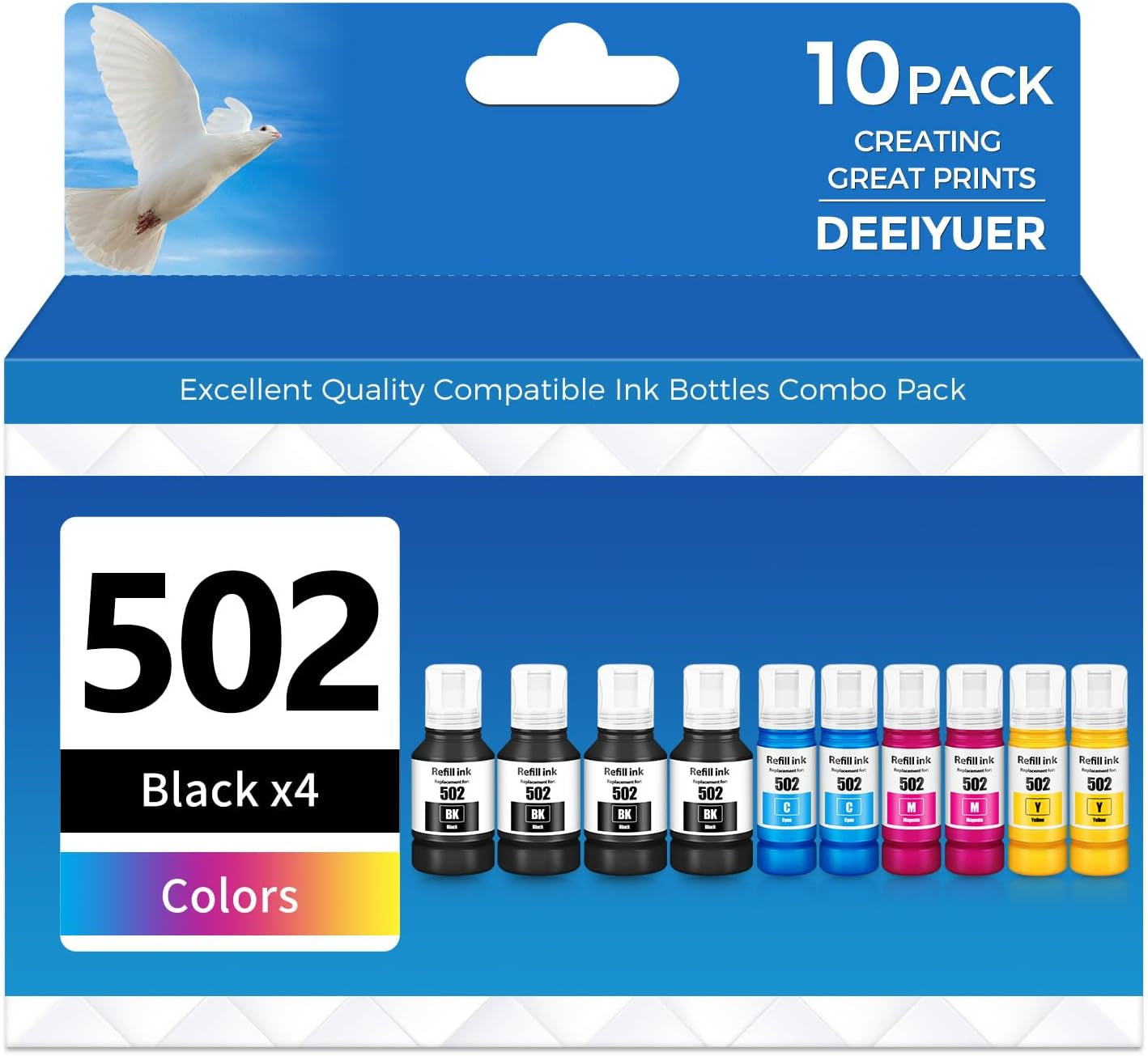 502 Ink Refill Bottles ET-2850 ET-3850 ET-4850 ET-15000 502 Ink Compatible for ET 2850 ET 3850 ET-4760 ET-2760 ET-3830 ET 4850 ET 15000 ET-3843 ET-2980 ET-3950 4950 3750 Printer