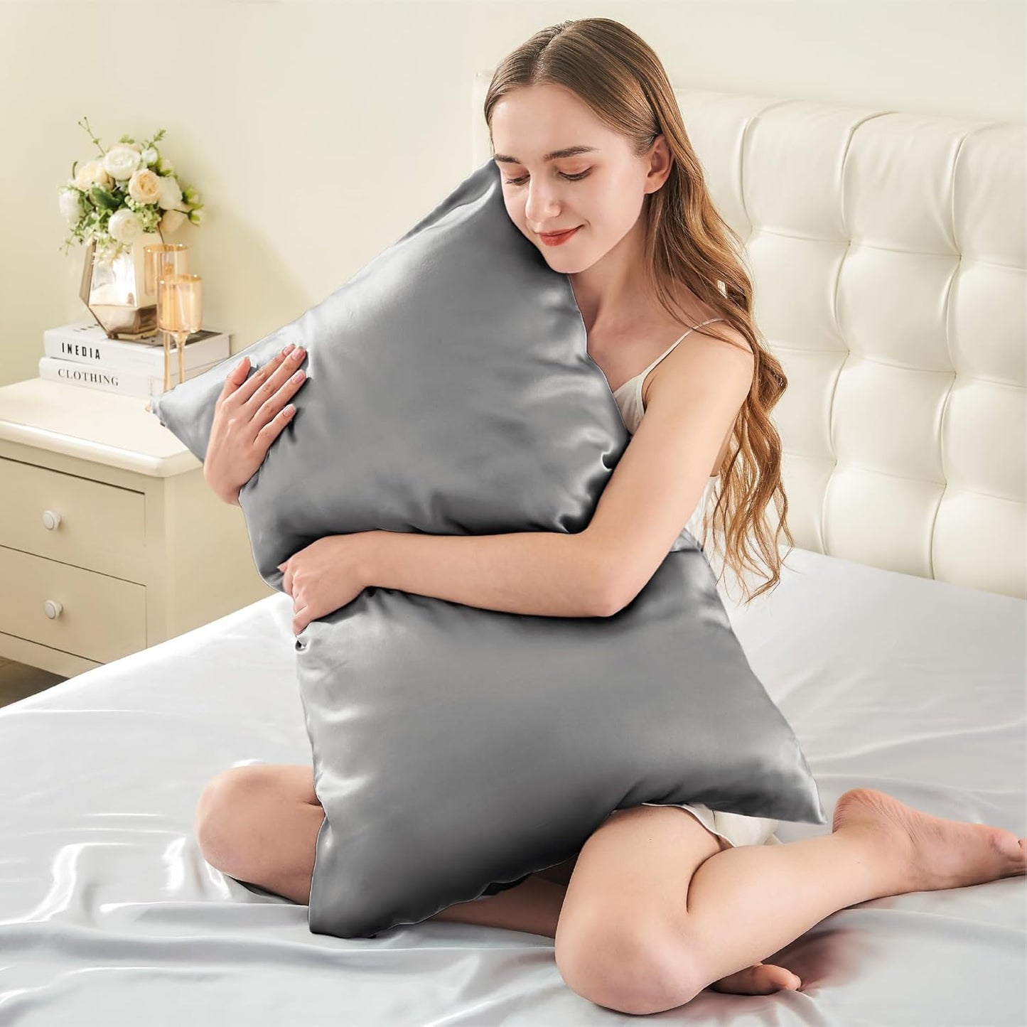 Mulberry Silk Pillow Case King Size, Silk Pillowcase with Hidden Zipper 20"X36", Extraordinary Smooth and Soft Pillow Cases for Hair and Skin(Dark Grey, 1 Pack)