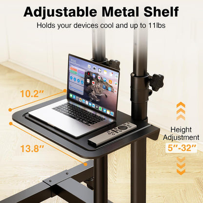 Mobile TV Stand Rolling TV Cart Floor Stand with Mount on Lockable Wheels Height Adjustable for 32-83 Inch TV Stand Flat Screen or Curved Tvs Monitors Display Trolley Loading 110 Lbs