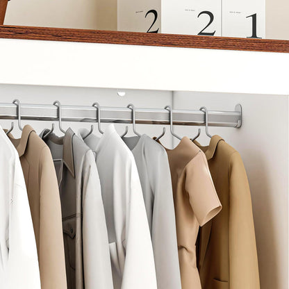 70" Tall Wardrobe Closet with 3 Doors & 3 Drawers, Farmhouse Armoire with Hanging Rod, Wooden Armoire Wardrobe Closet for Bedroom, Freestanding Clothing Storage Cabinet, White
