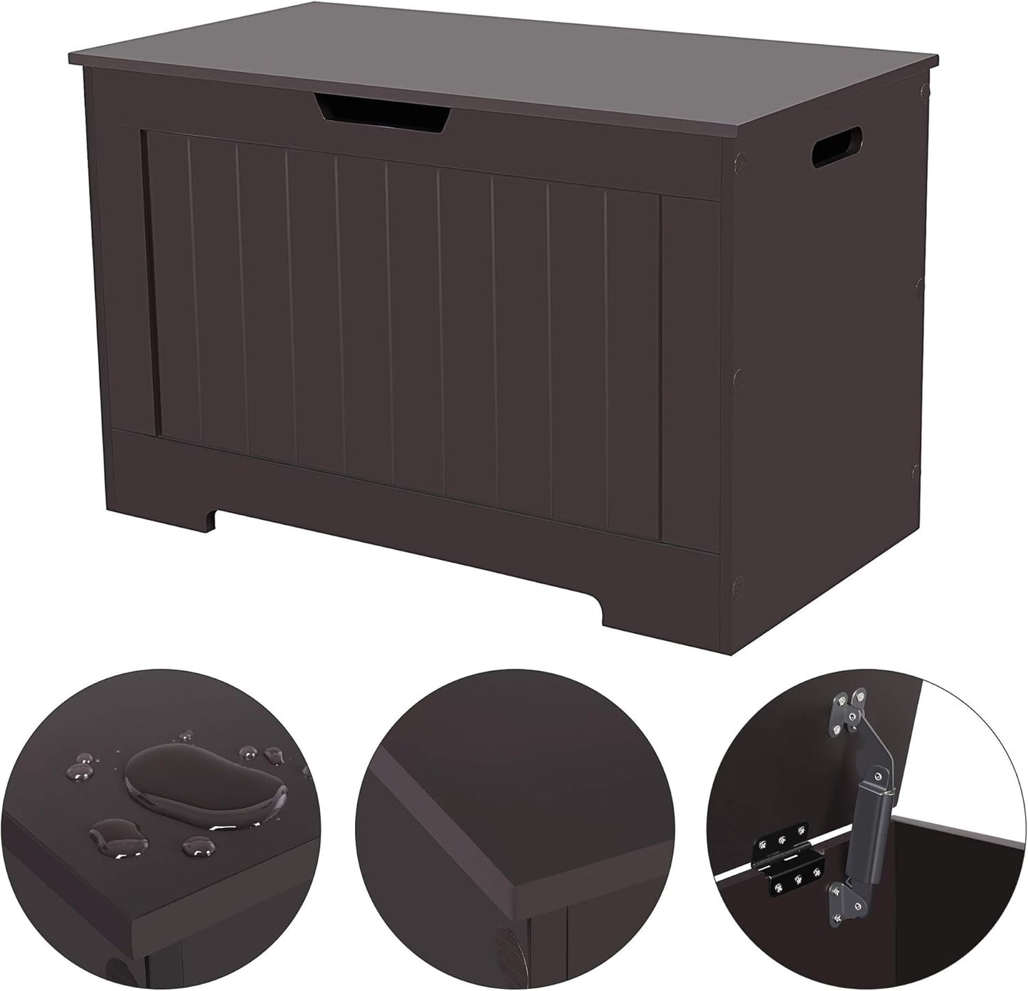 Storage Chest, 29.9 Inches Width Storage Bench, Entryway Bench with 2 Safety Hinges, Shoe Bench, Farmhouse Style, for Entryway, Bedroom, Living Room, Espresso Brown ULHS11BR.