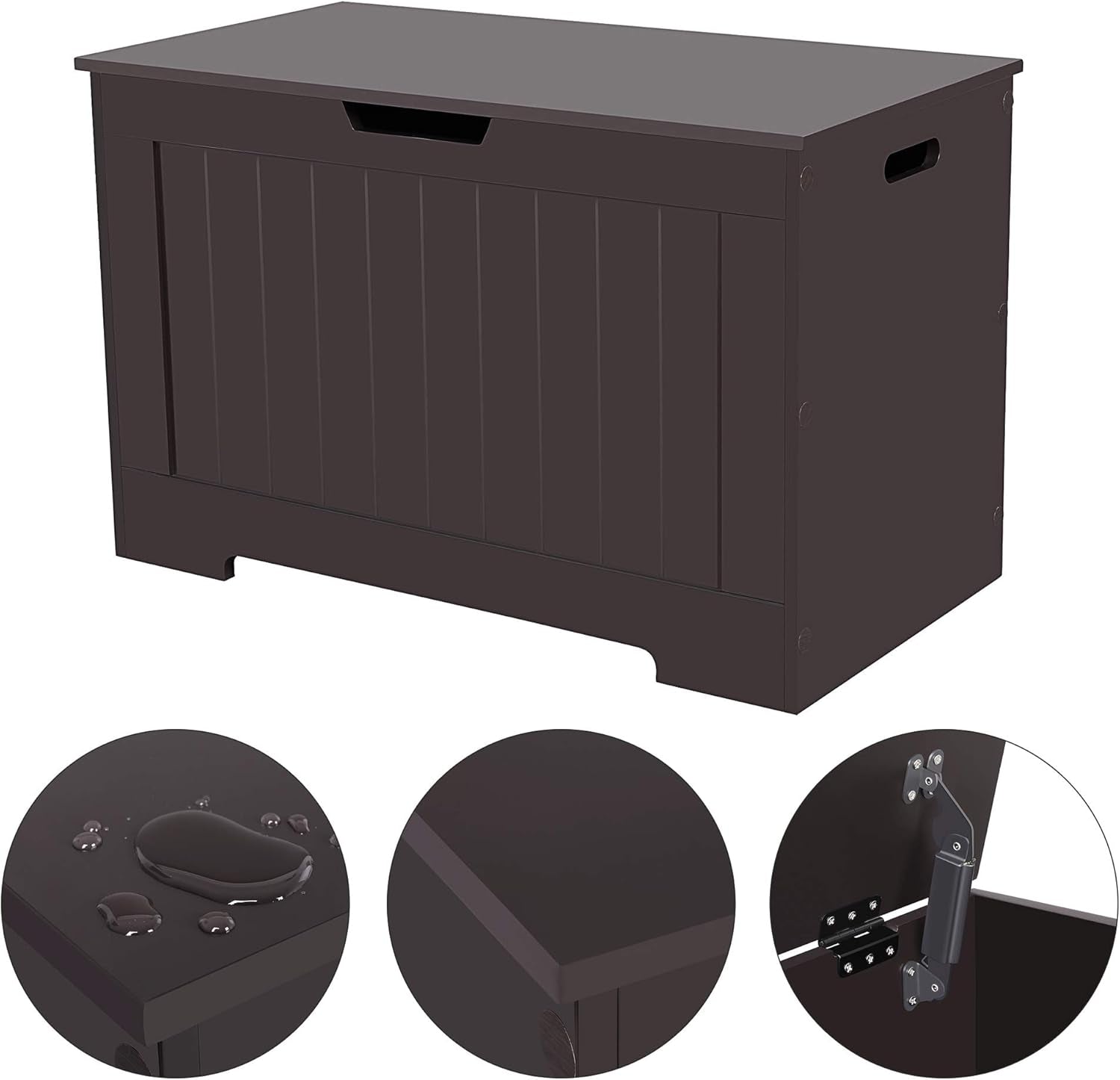 Storage Chest, 29.9 Inches Width Storage Bench, Entryway Bench with 2 Safety Hinges, Shoe Bench, Farmhouse Style, for Entryway, Bedroom, Living Room, Espresso Brown ULHS11BR.
