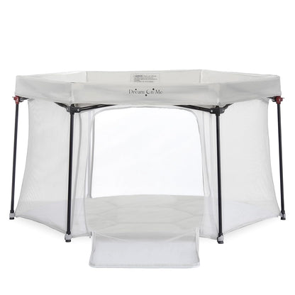 Dream on Me Onyx Baby Playpen, Zipper Access Door, Breathable Mesh Sides, Soft Comfortable Mattress Padded Floor, Easy Fold Design with Travel Carry Bag, Compact Easy to Fold Design - Grey