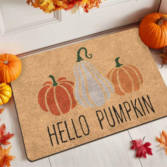Halloween Welcome Mat with Non-Slip Backing, Halloween Hello Pumpkins Doormat with Non-Slip Backing Front Porch Rug Welcome Mats for Front Door, 18" X 30"Inch