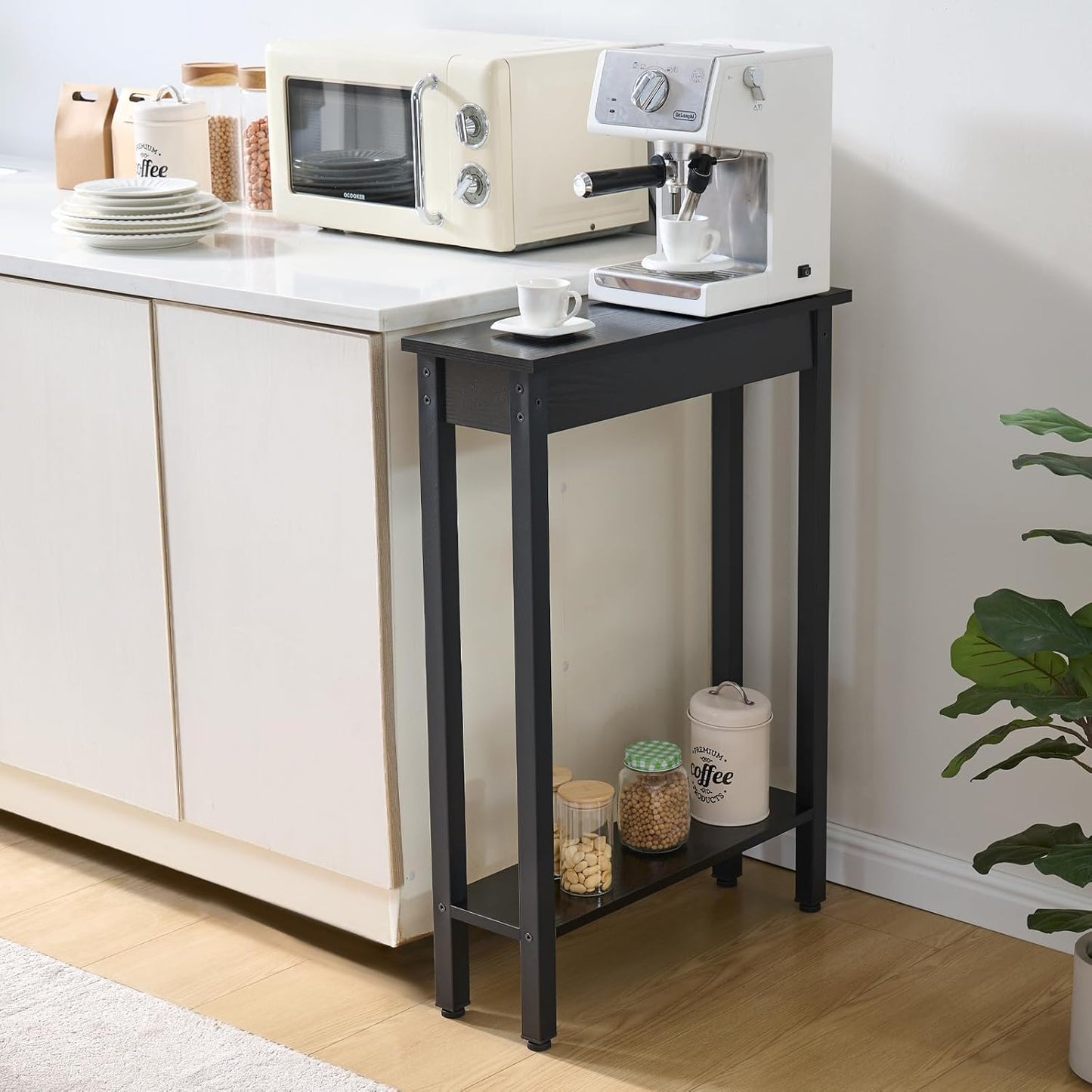 Small Console Table with Shelf Little Narrow Entryway Table Skinny Thin High Tall Display Stand for Entry Hall Hallway, Foyer, as Eextension for Long behind Couch Sofa Table / Kitchen Countertop