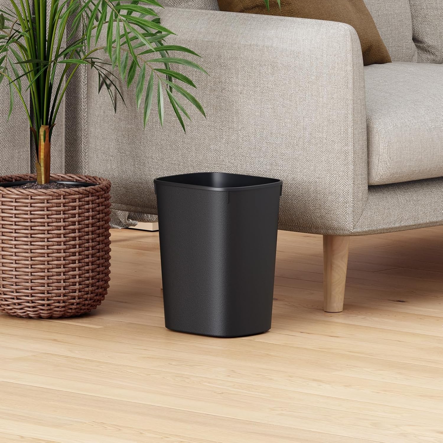 Small Bathroom Trash Can, 2.6 Gallon Slim Mini Garbage Can Small Trash Bin Plastic Waste Basket for Dorm Room, Bedroom, Office, Toilet (Black)