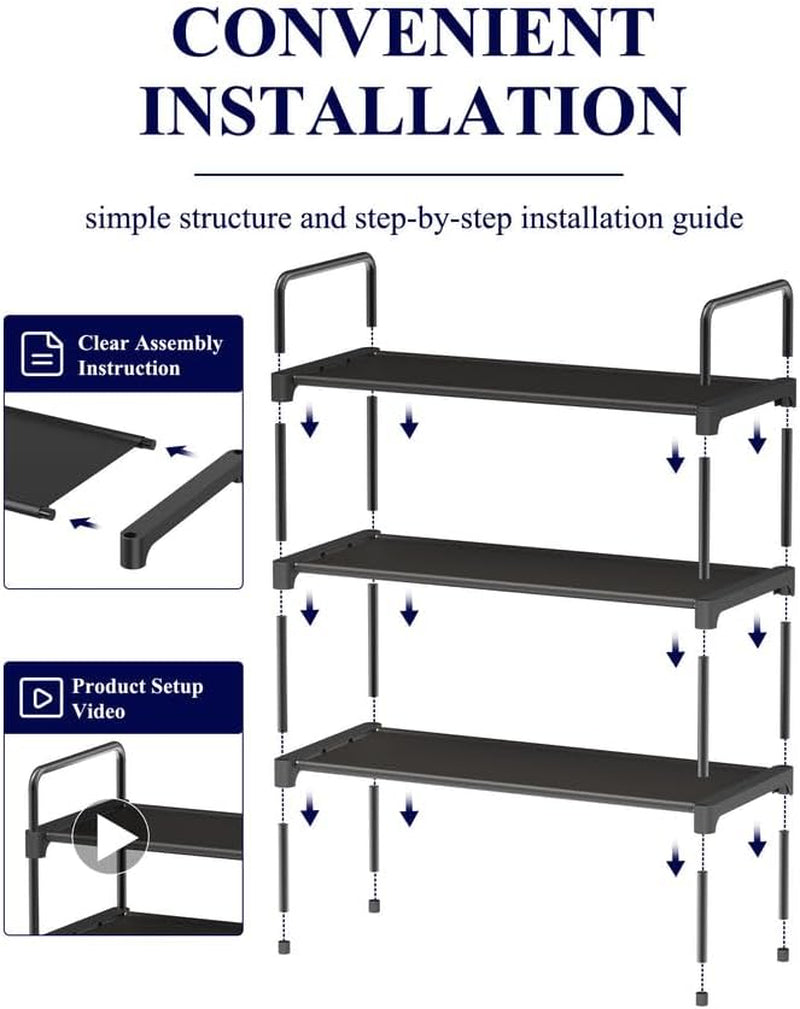 Shoe Rack for Closet, Sturdy Shoe Storage for Entryway, Space-Saving Shoe Rack Small and Shoe Shelf, 27.6" Wide, Black