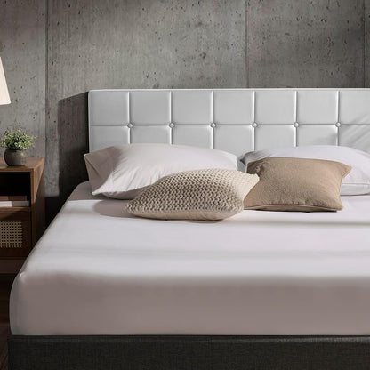 Twin Headboard Only, Button Tufted Headboards, Upholstered Bed Headboard, Wall Mounted, Adjustable Height 34”-42”, Modern Headboard Twin Size, White