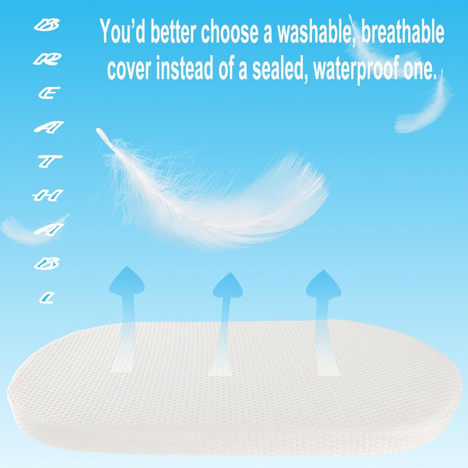 Baby Bassinet Mattress, 100% Breathable Cover, Water-Resistant Lining, Oval 30"X15"X2" Fit for Safety 1St/ Delta Children Slumber/Baby Delight Go with Me Slumber Rockin and Moses Basket
