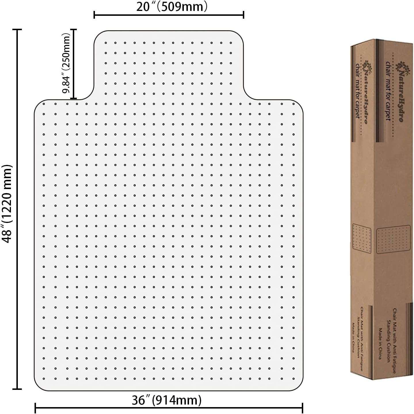 Chair Mat for Carpet - 48" X 36" Clear Plastic Floor Mat for Low Pile Carpet, Easy Glide Rolling Computer Desk Mats for Carpeted Floors, BPA and Phthalates Free (With Lip)