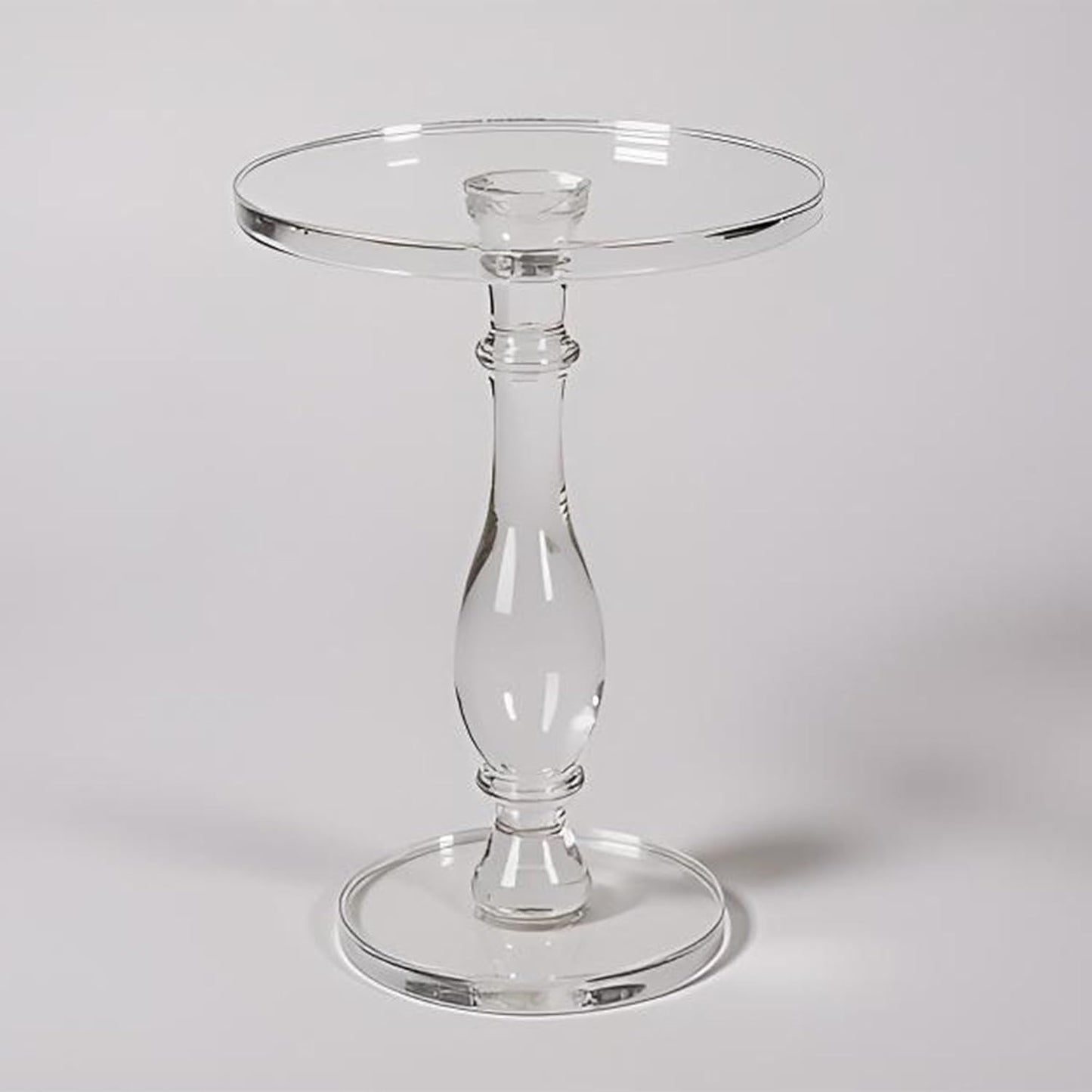 Acrylic End Table,Acrylic Side Table,Modern Nightstand with Clear Small round Top and Solid Post for Living Room,Bedroom and Lobby 13.5X13.5X19.5 High Inches