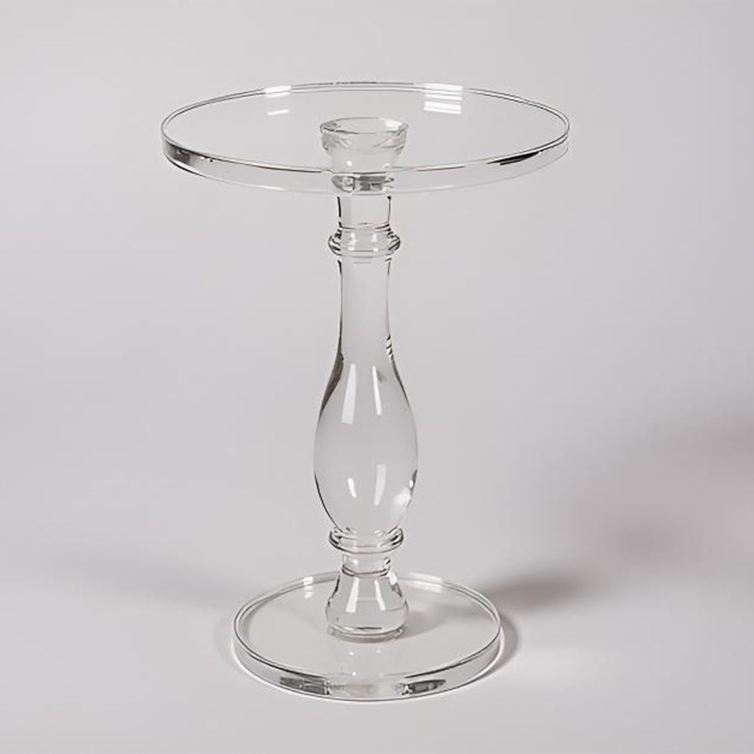 Acrylic End Table,Acrylic Side Table,Modern Nightstand with Clear Small round Top and Solid Post for Living Room,Bedroom and Lobby 13.5X13.5X19.5 High Inches