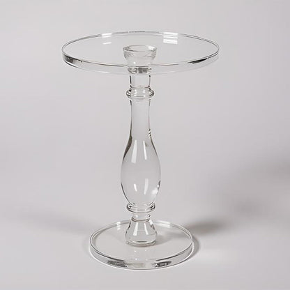 Acrylic End Table,Acrylic Side Table,Modern Nightstand with Clear Small round Top and Solid Post for Living Room,Bedroom and Lobby 13.5X13.5X19.5 High Inches