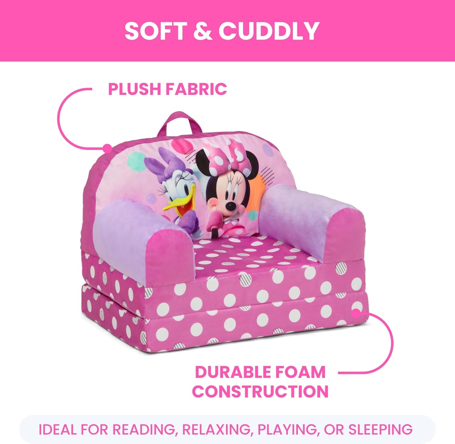 - Minnie Mouse Cozee Buddy Flip-Out Kids Chair, Pink