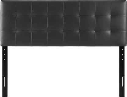 Lily Tufted Faux Leather Upholstered Queen Headboard in Black