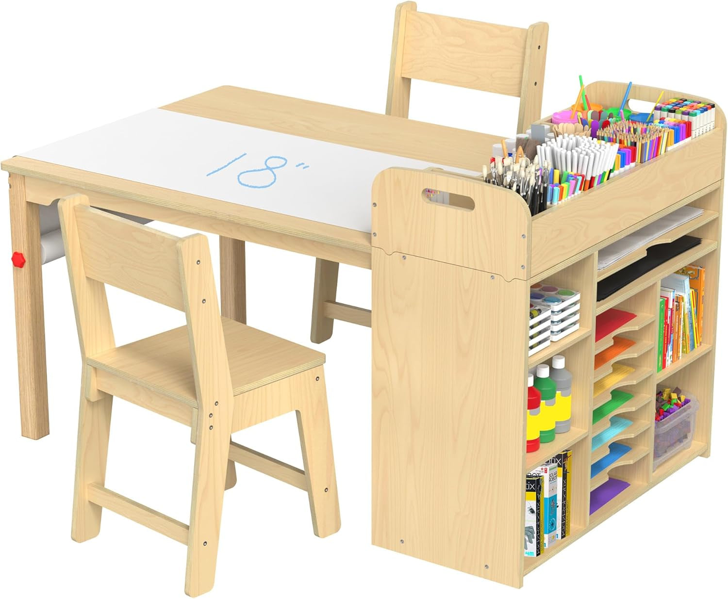 Kids Art Table and Chairs Set, Craft Desk with Large Storage and Portable Art Supply Organizer for Children Ages 8-12, 47" L X 30" W
