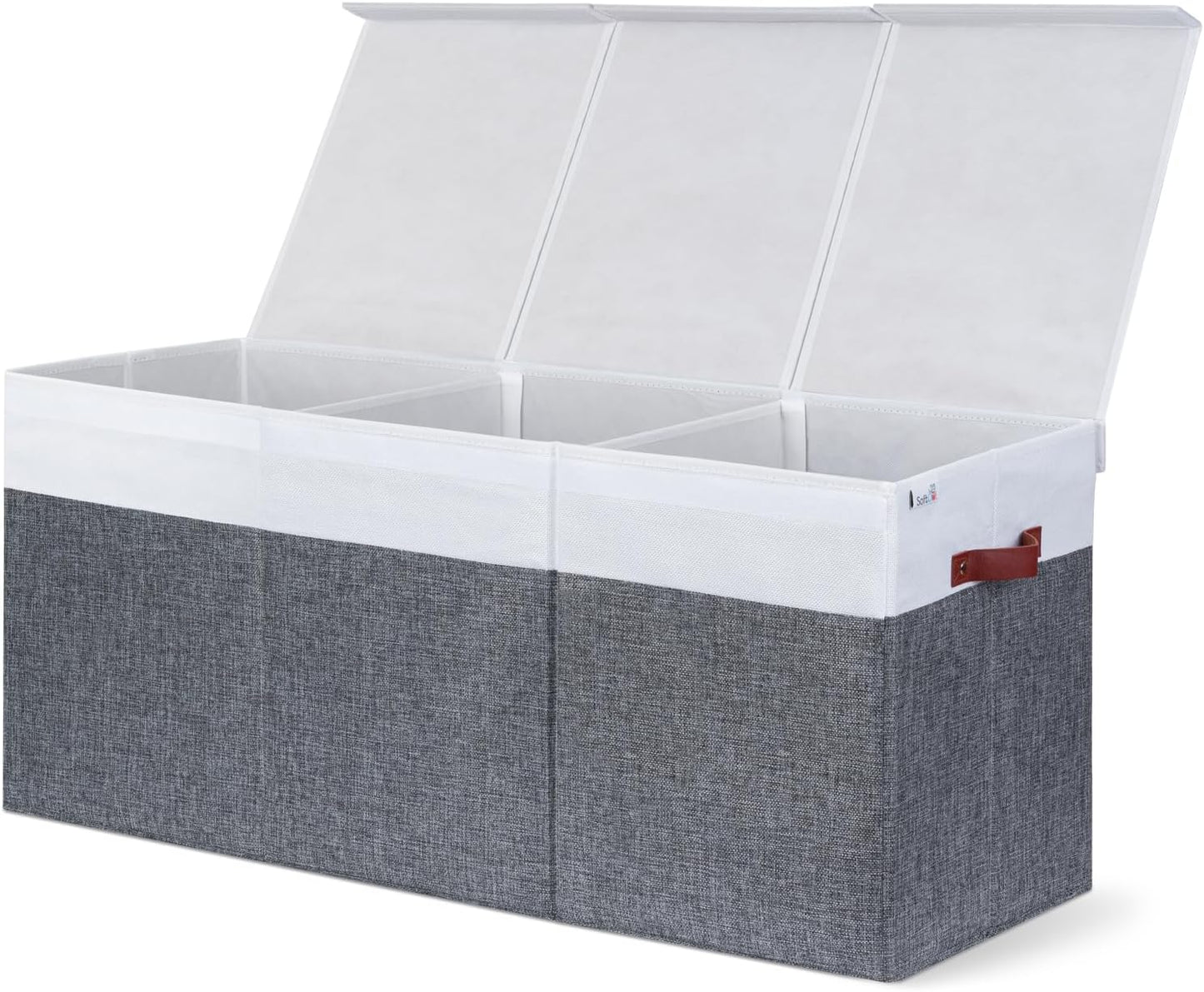 Extra Large Toy Storage Organizer with Lid - Sturdy, Collapsible Toy Chest Storage Box Design - Toys Bin with Dividers for Kids, Nursery, Bedroom, Playroom 37"X16"X14"