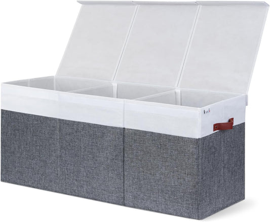 Extra Large Toy Storage Organizer with Lid - Sturdy, Collapsible Toy Chest Storage Box Design - Toys Bin with Dividers for Kids, Nursery, Bedroom, Playroom 37"X16"X14"