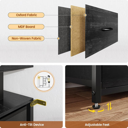 12 Drawers TV Stand Dresser for 65/70 Inch TV, Entertainment Center with LED Lights & Power Outlets, 63" Large LED TV Stand, TV Console for Bedroom