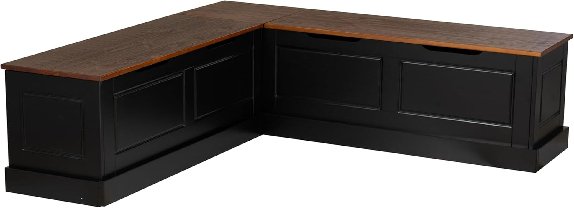 Harris Black and Walnut Backless Kitchen Dining Nook with Hidden Storage Bench Space