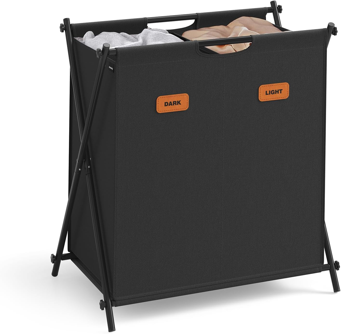 Laundry Hamper, Laundry Basket, 40.9 Gal. Laundry Sorter 4 Sections, Collapsible X-Frame, Clothes Organizer with Customizable Labels, Laundry Room, Bedroom, Bathroom, Ink Black ULCB140B01