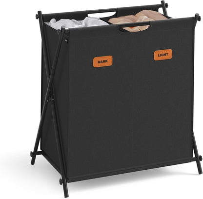 Laundry Hamper, Laundry Basket, 40.9 Gal. Laundry Sorter 4 Sections, Collapsible X-Frame, Clothes Organizer with Customizable Labels, Laundry Room, Bedroom, Bathroom, Ink Black ULCB140B01