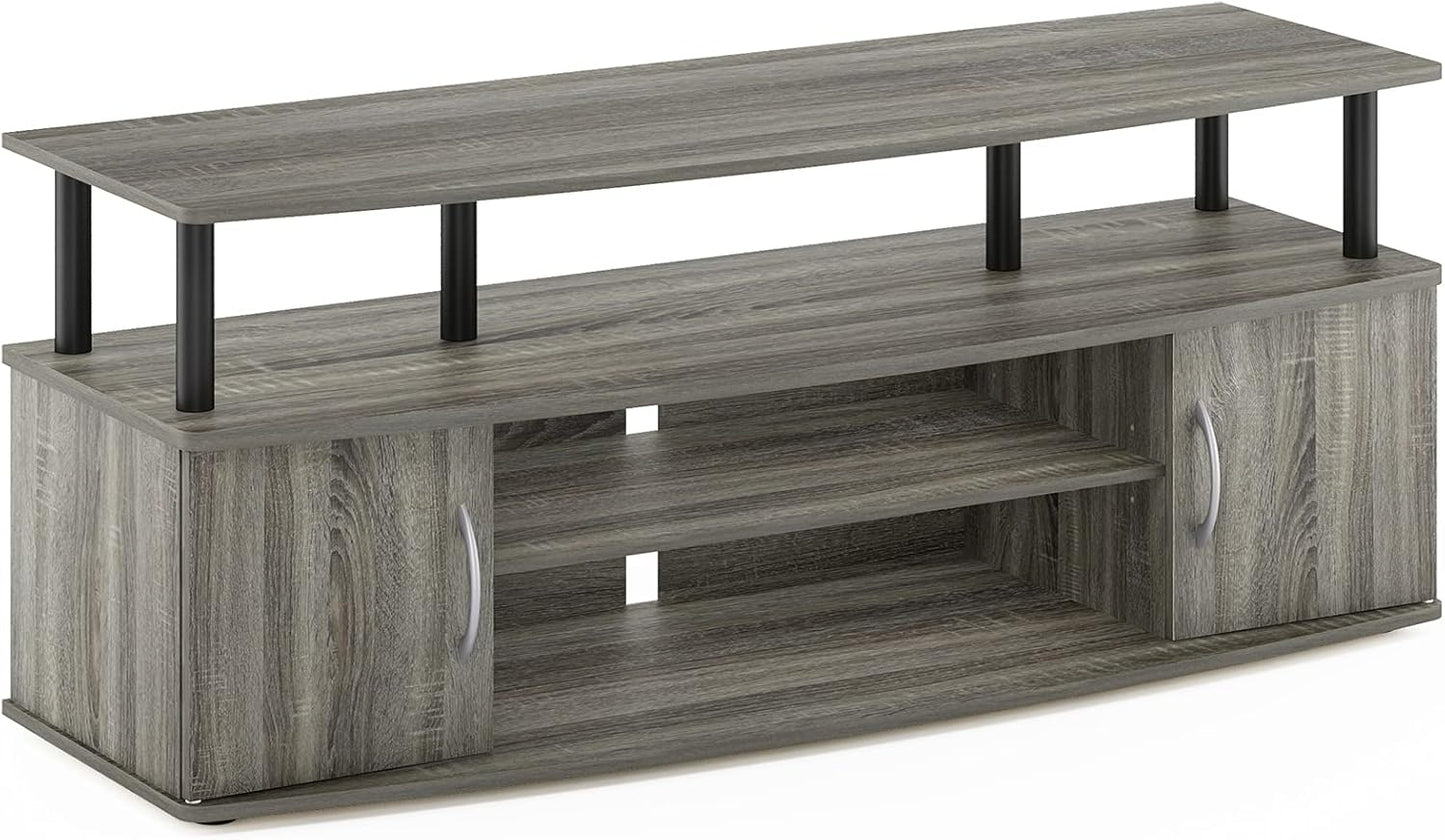 JAYA Large Entertainment Stand for TV up to 55 Inch, French Oak Grey/Black