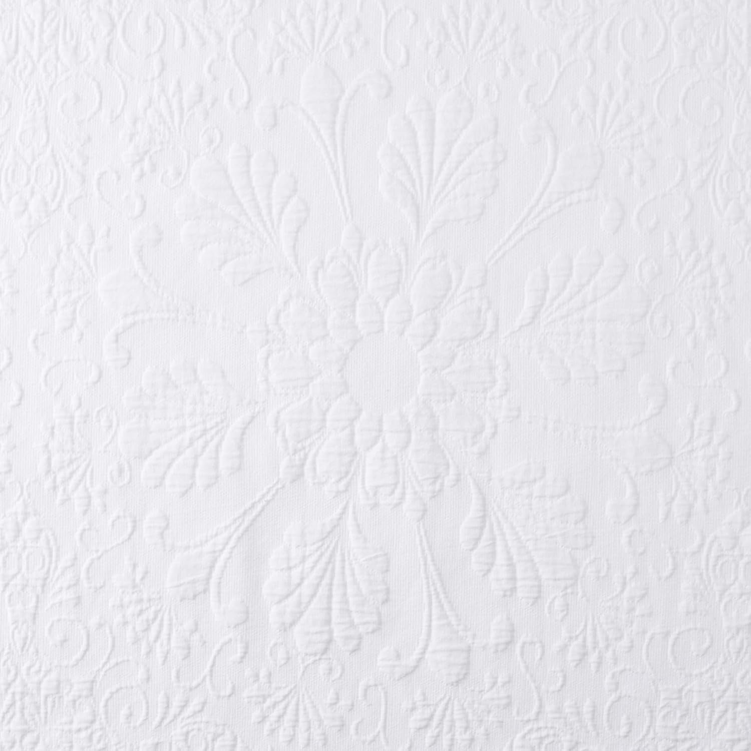 Charleston Estate Modern Farmhouse Floral Matelasse Decorative Pillowcase with Scalloped Edges, 100% Cotton Breathable Bedding, King Sham (20" X 36"), White Floral